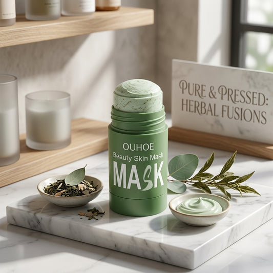 OUHOE Green Tea Mask Stick, Acne Blackheads Pimple Face Cleansing And Pore-Tightening Smear Mask Clay