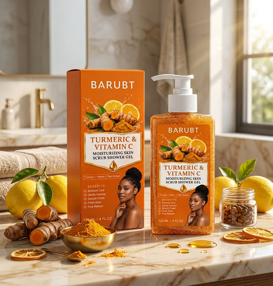 Turmeric & Vitamin C Moisturizing Exfoliating Body Wash – Rich Foam, Easy Rinse, Refreshing & Naturally Lasting Scent